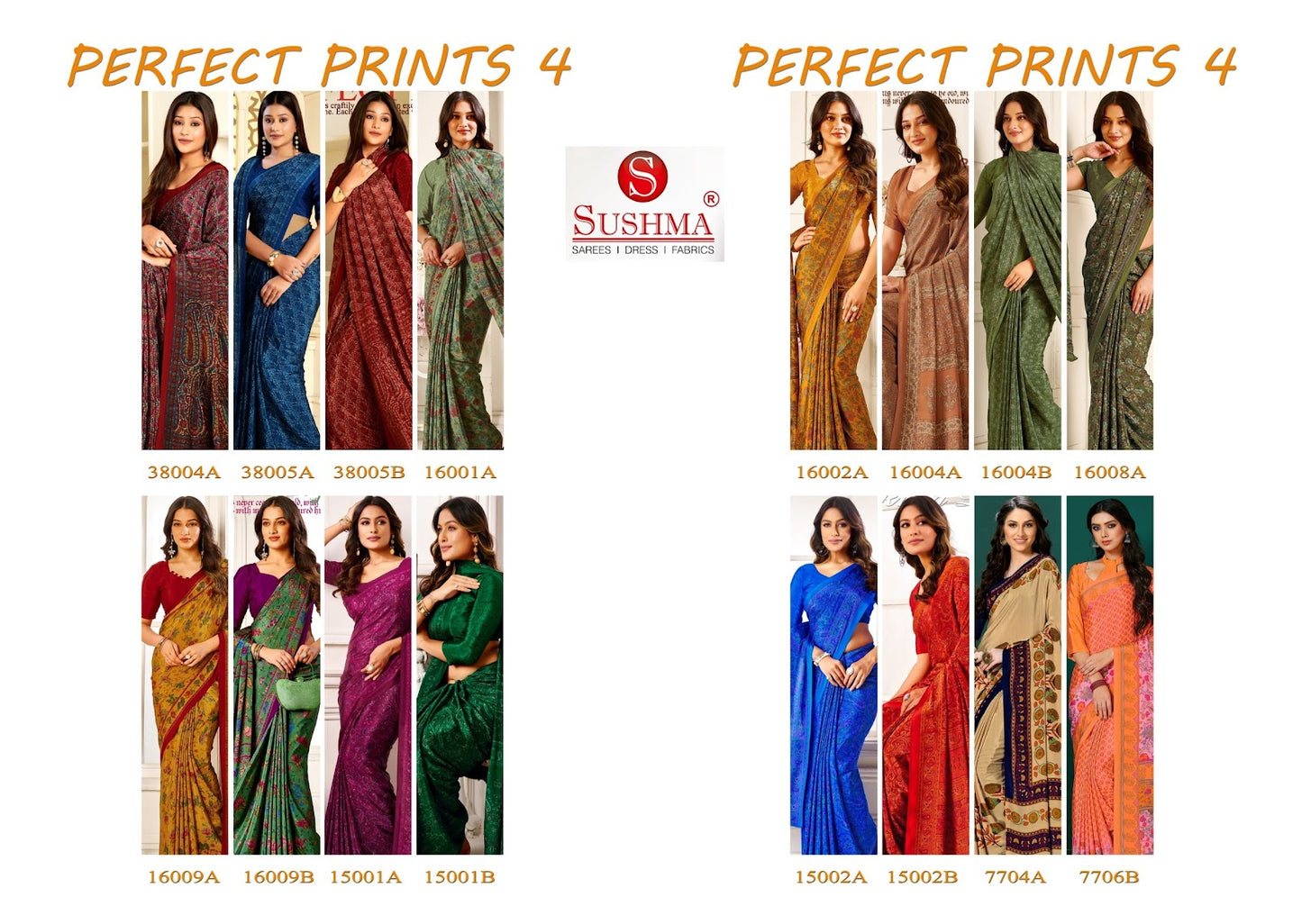 Perfect Prints 4 Sushma Crape Sarees Exporter