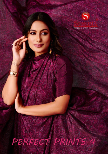Perfect Prints 4 Sushma Crape Sarees Exporter