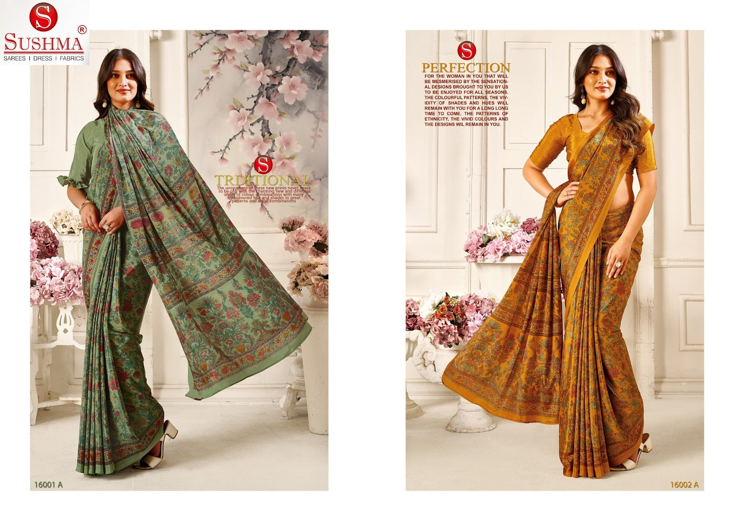 Perfect Prints 4 Sushma Crape Sarees Exporter