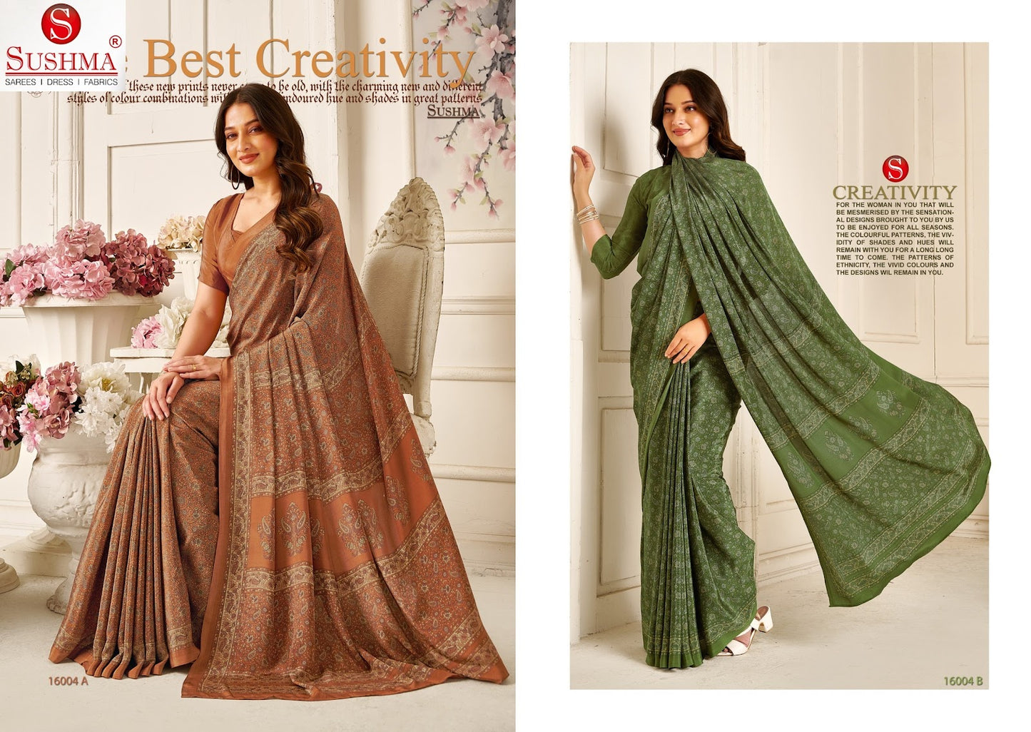 Perfect Prints 4 Sushma Crape Sarees Exporter