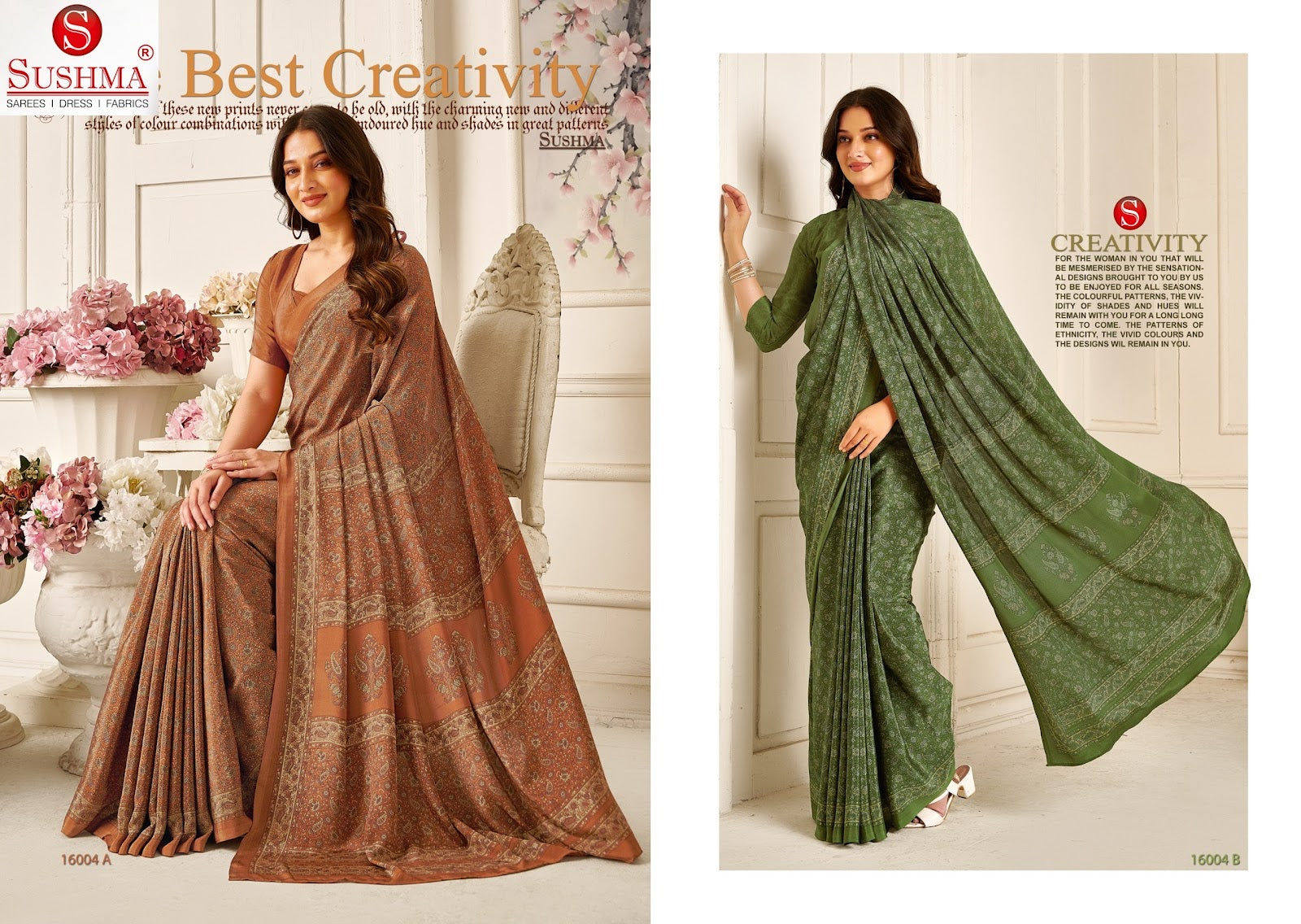 Perfect Prints 4 Sushma Crape Sarees Exporter