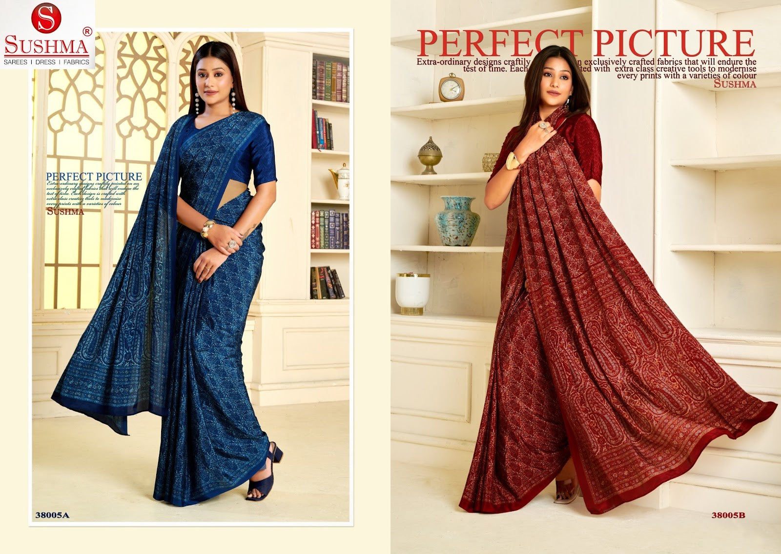 Perfect Prints 4 Sushma Crape Sarees Exporter