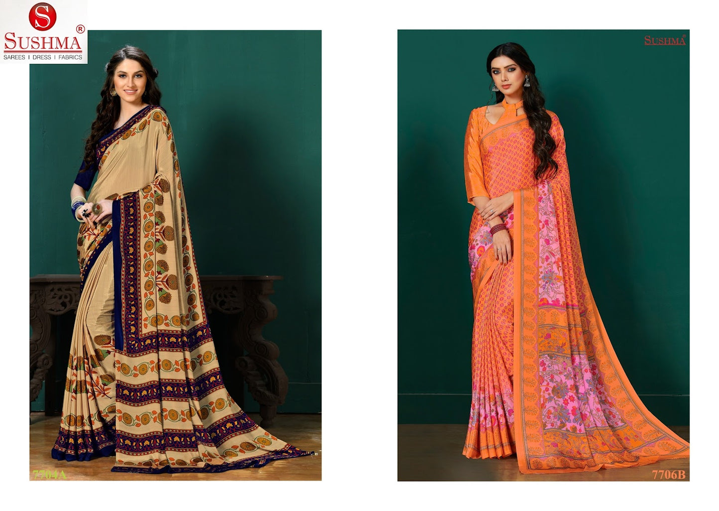 Perfect Prints 4 Sushma Crape Sarees Exporter