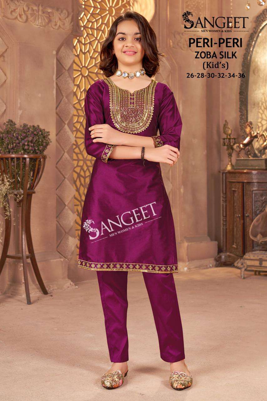 Peri Peri Sangeet Silk Girls Kurti Pant Manufacturer India
