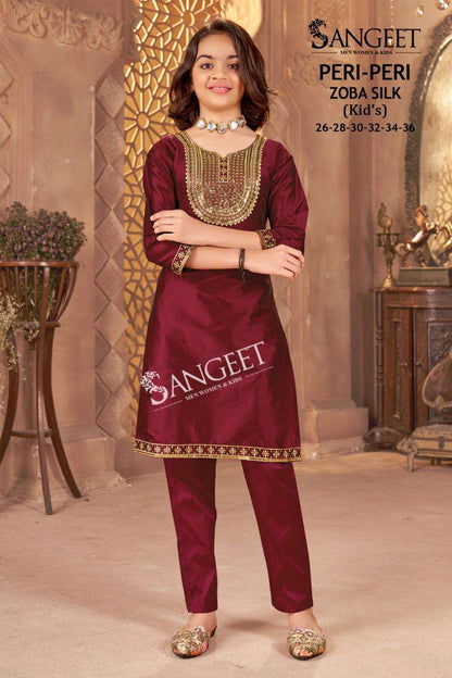 Peri Peri Sangeet Silk Girls Kurti Pant Manufacturer India