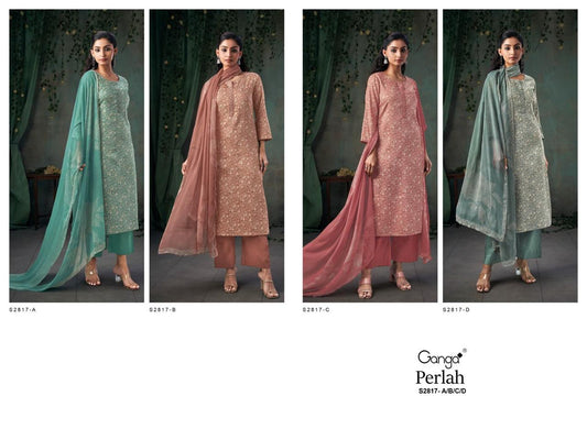 Perlah S2817 Ganga Cotton Silk Plazzo Style Suits Manufacturer India