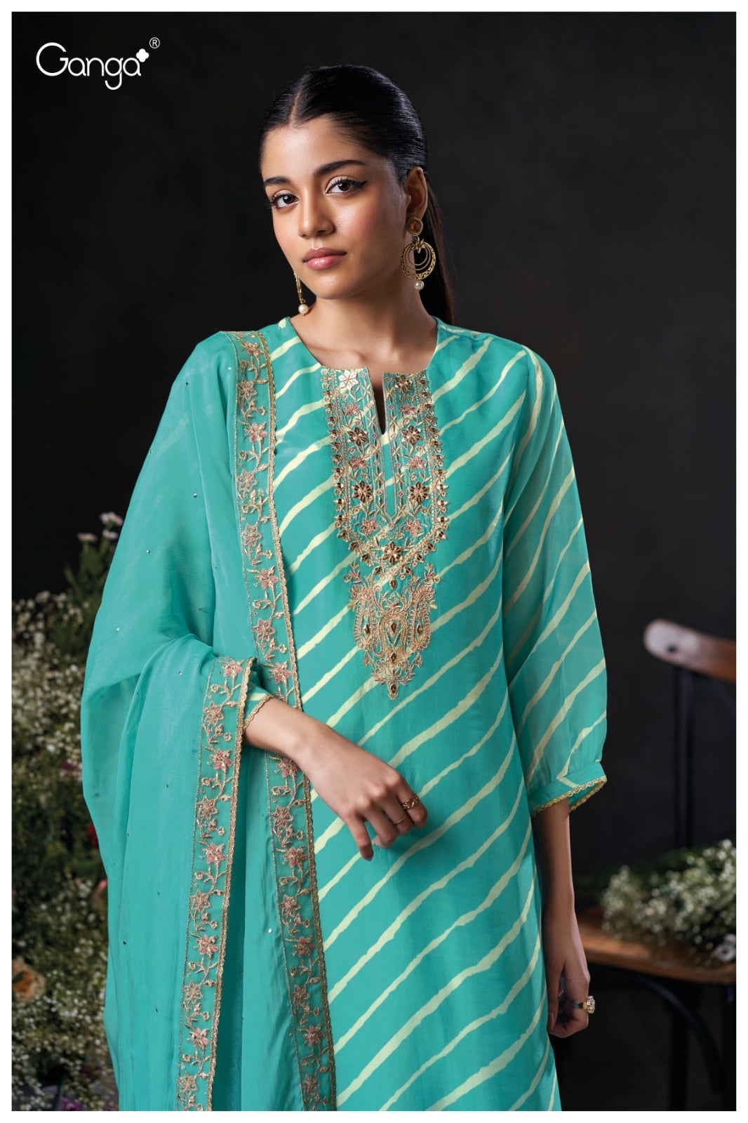 Perlina 3909 Ganga Bemberg Silk Plazzo Style Suits Wholesale Price