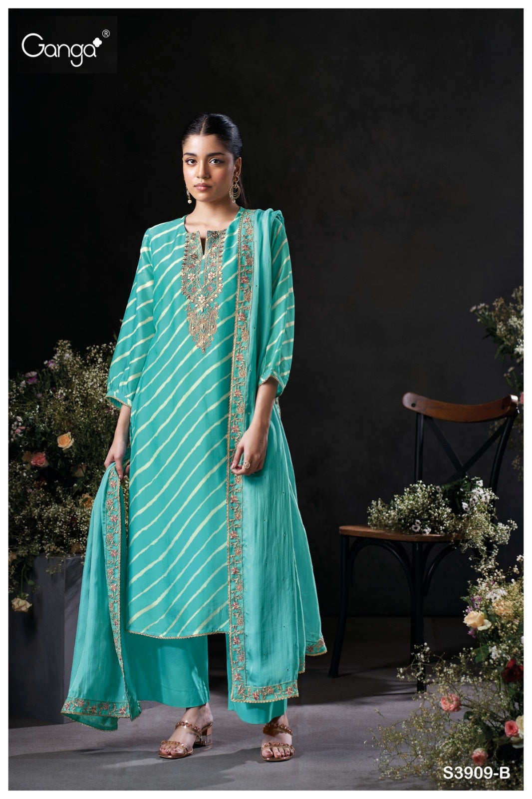 Perlina 3909 Ganga Bemberg Silk Plazzo Style Suits Wholesale Price