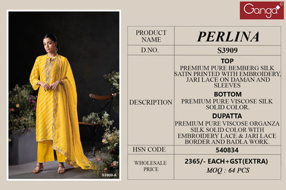 Perlina 3909 Ganga Bemberg Silk Plazzo Style Suits Wholesale Price