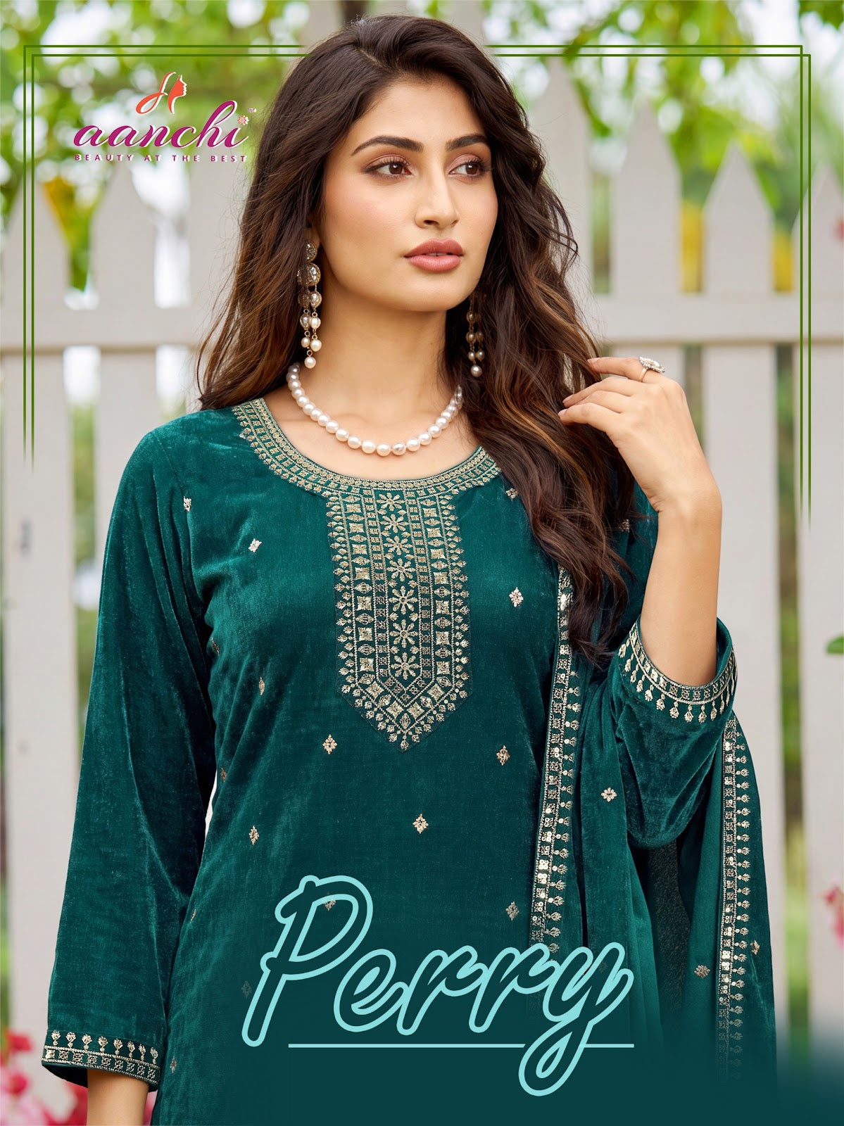 Perry Aanchi Chiffon Readymade Pant Style Suits Supplier India