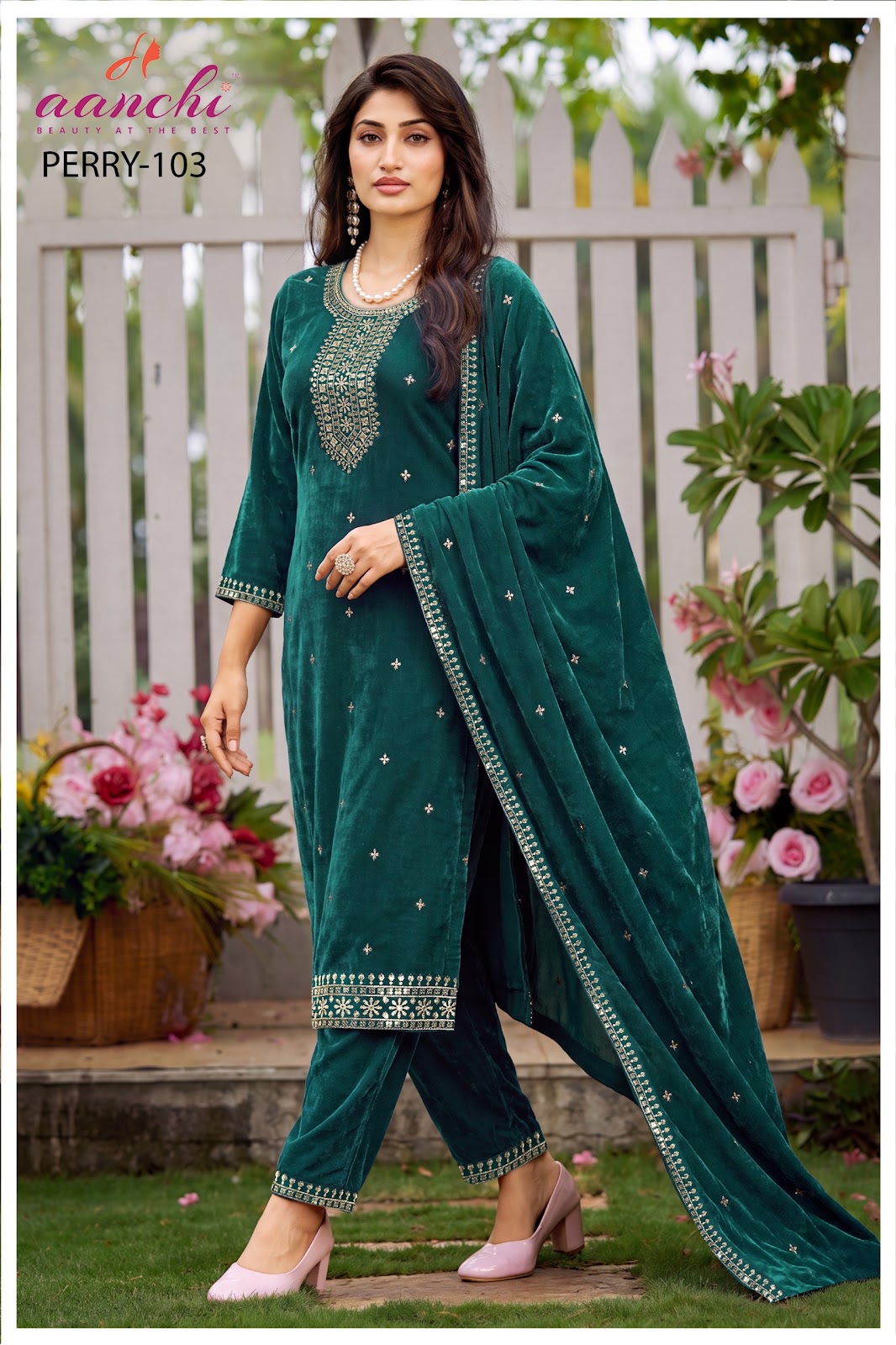 Perry Aanchi Chiffon Readymade Pant Style Suits Supplier India