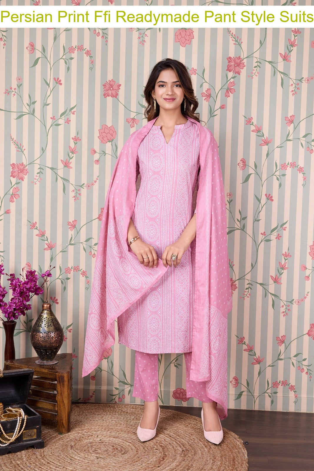 Persian Print Ffi Cotton Readymade Pant Style Suits Manufacturer Gujarat