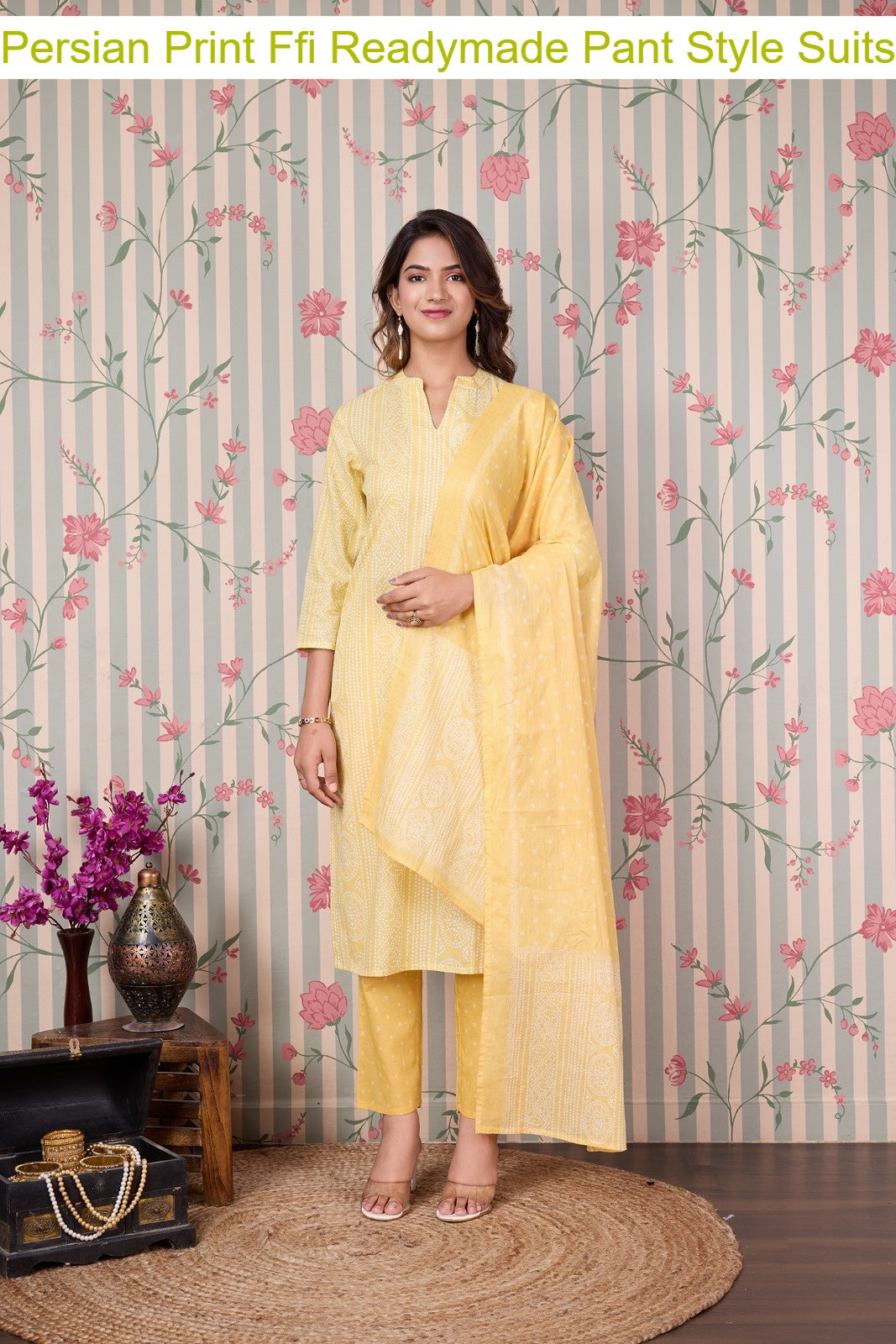 Persian Print Ffi Cotton Readymade Pant Style Suits Manufacturer Gujarat