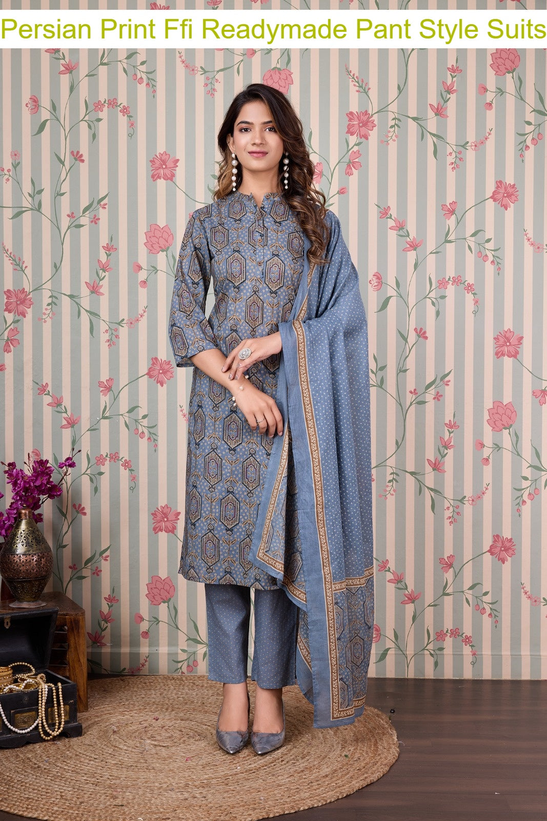 Persian Print Ffi Cotton Readymade Pant Style Suits Manufacturer Gujarat