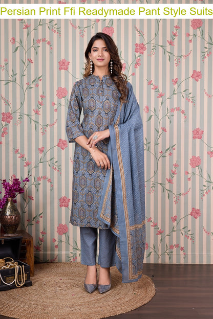 Persian Print Ffi Cotton Readymade Pant Style Suits Manufacturer Gujarat