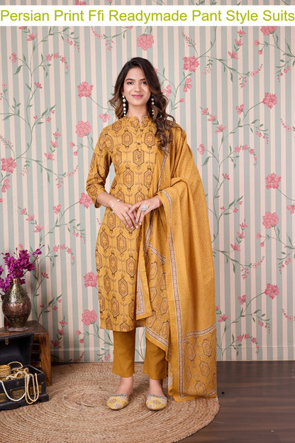 Persian Print Ffi Cotton Readymade Pant Style Suits Manufacturer Gujarat