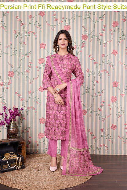 Persian Print Ffi Cotton Readymade Pant Style Suits Manufacturer Gujarat