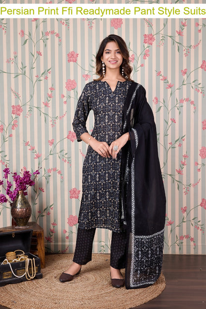 Persian Print Ffi Cotton Readymade Pant Style Suits Manufacturer Gujarat