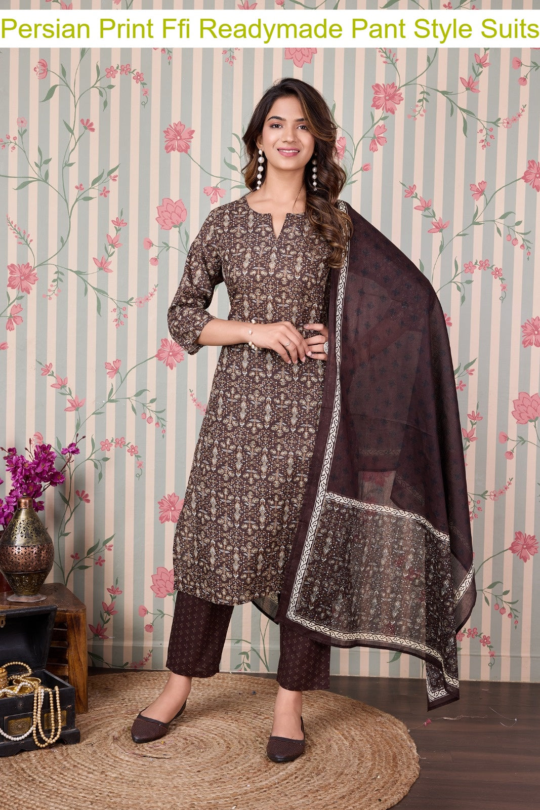 Persian Print Ffi Cotton Readymade Pant Style Suits Manufacturer Gujarat