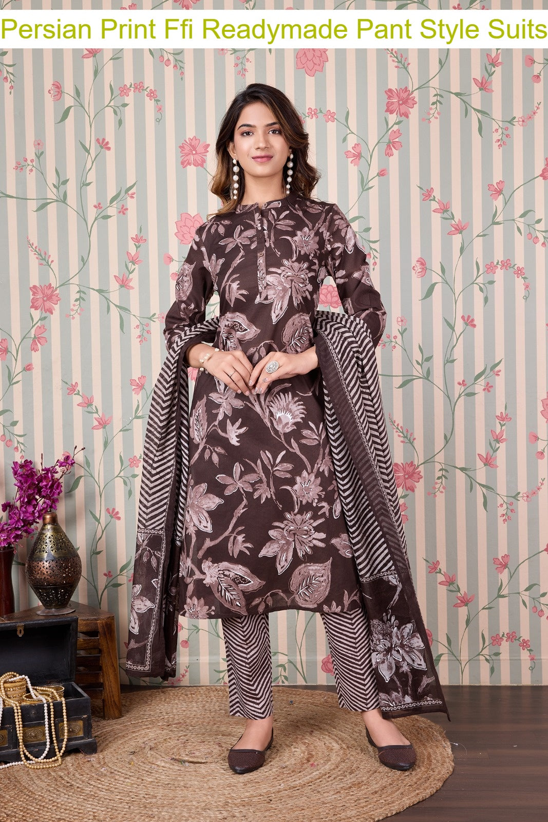 Persian Print Ffi Cotton Readymade Pant Style Suits Manufacturer Gujarat