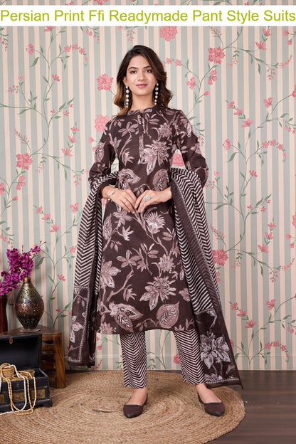 Persian Print Ffi Cotton Readymade Pant Style Suits Manufacturer Gujarat