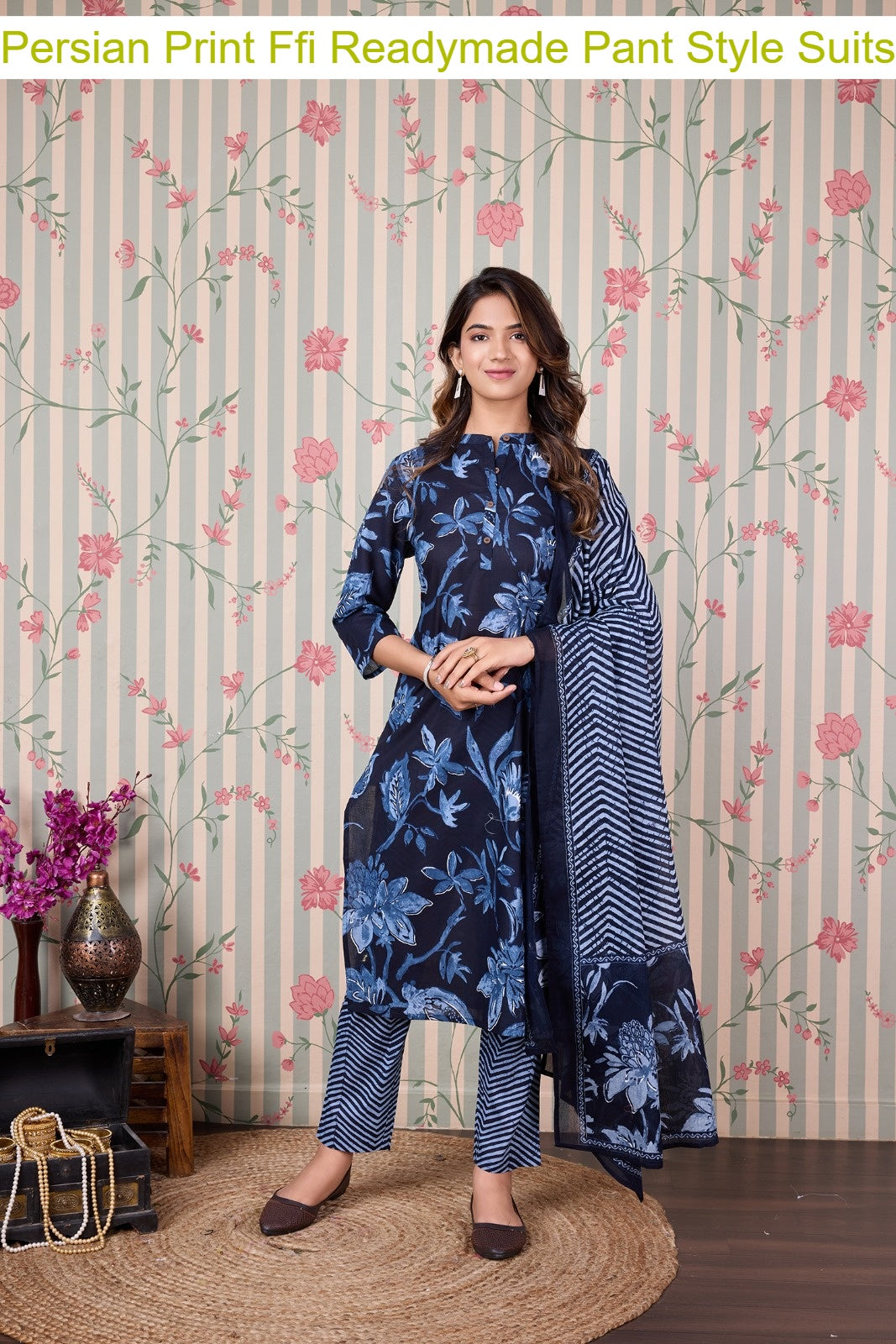 Persian Print Ffi Cotton Readymade Pant Style Suits Manufacturer Gujarat