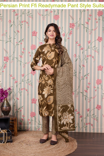 Persian Print Ffi Cotton Readymade Pant Style Suits Manufacturer Gujarat