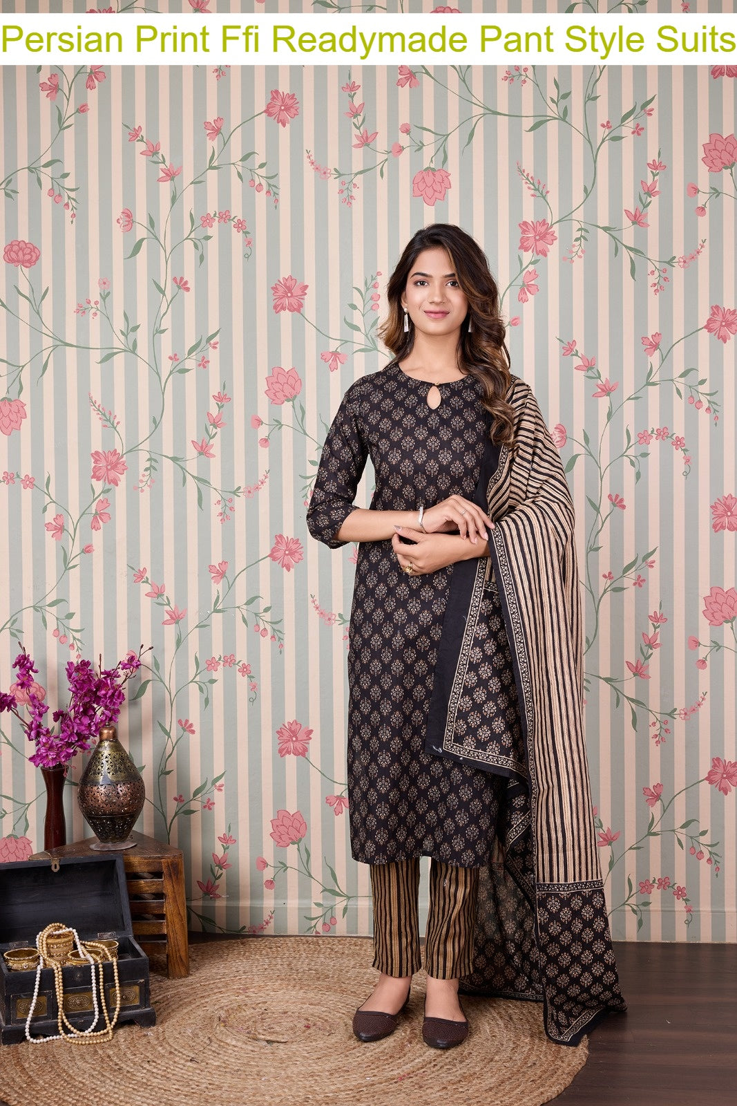 Persian Print Ffi Cotton Readymade Pant Style Suits Manufacturer Gujarat