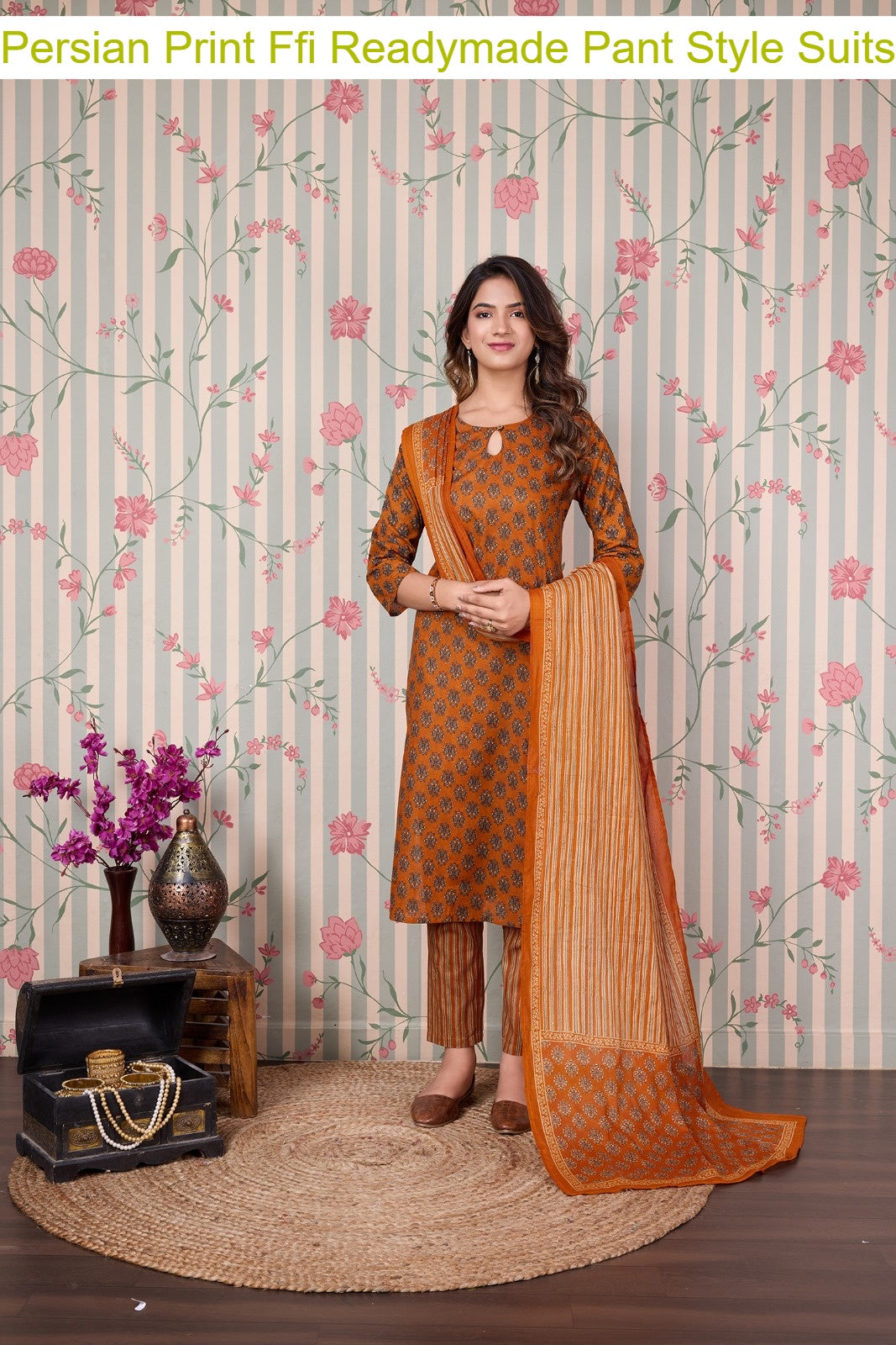 Persian Print Ffi Cotton Readymade Pant Style Suits Manufacturer Gujarat