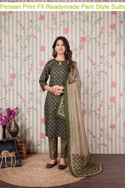 Persian Print Ffi Cotton Readymade Pant Style Suits Manufacturer Gujarat