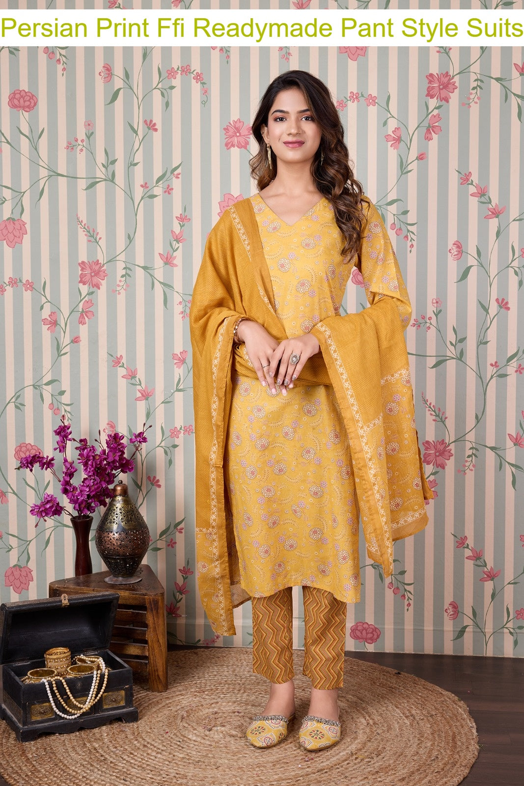 Persian Print Ffi Cotton Readymade Pant Style Suits Manufacturer Gujarat