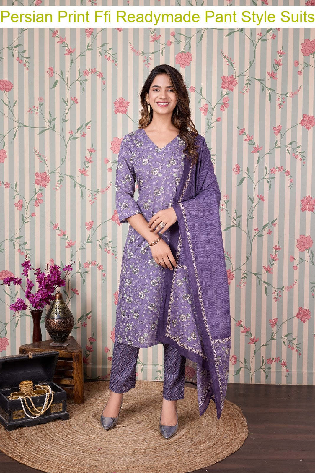 Persian Print Ffi Cotton Readymade Pant Style Suits Manufacturer Gujarat