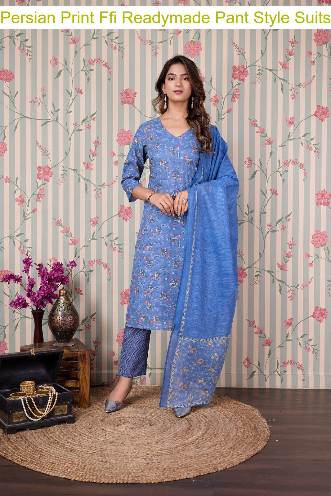 Persian Print Ffi Cotton Readymade Pant Style Suits Manufacturer Gujarat