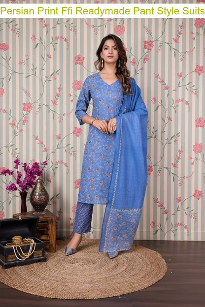 Persian Print Ffi Cotton Readymade Pant Style Suits Manufacturer Gujarat