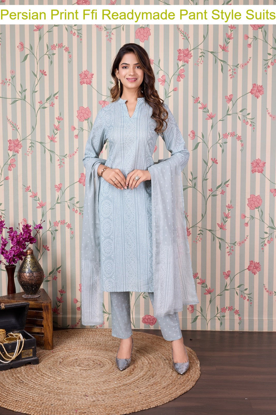 Persian Print Ffi Cotton Readymade Pant Style Suits Manufacturer Gujarat