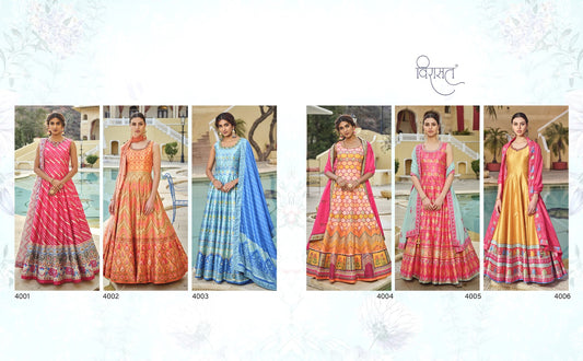 Peshwai Virasat Cherry Silk Gown Dupatta Set Wholesaler Ahmedabad
