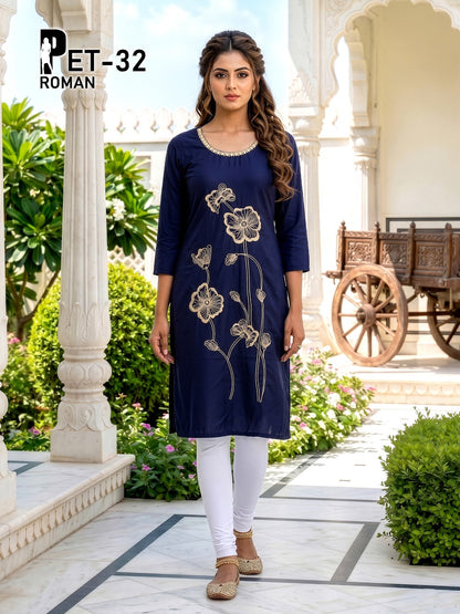 Pet 140526 Prmnt Roman Silk Kurtis Manufacturer Ahmedabad