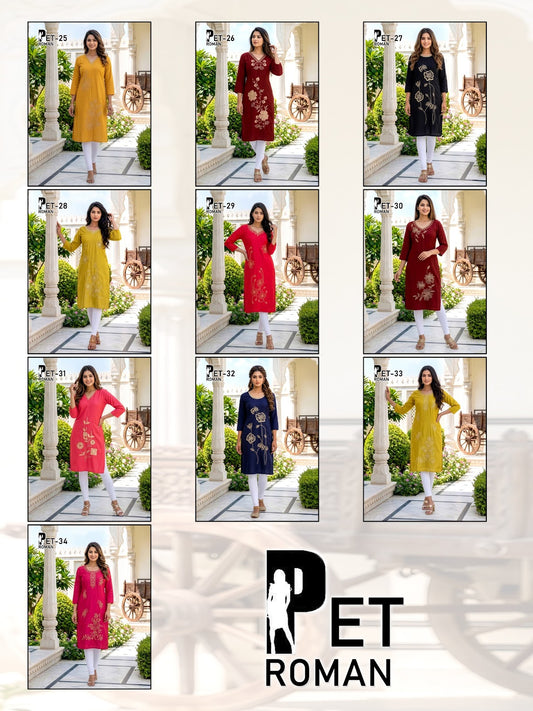 Pet 140526 Prmnt Roman Silk Kurtis Manufacturer Ahmedabad