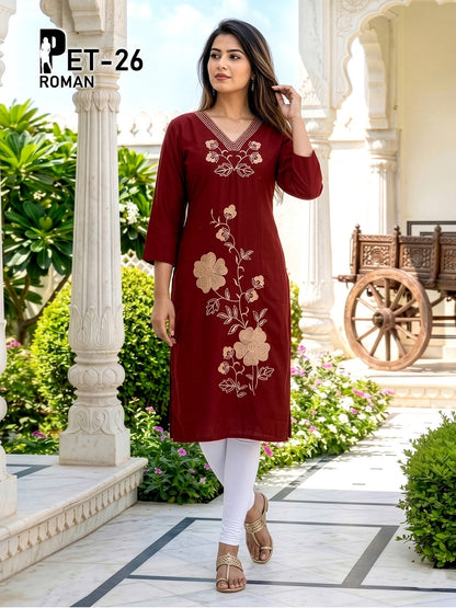 Pet 140526 Prmnt Roman Silk Kurtis Manufacturer Ahmedabad