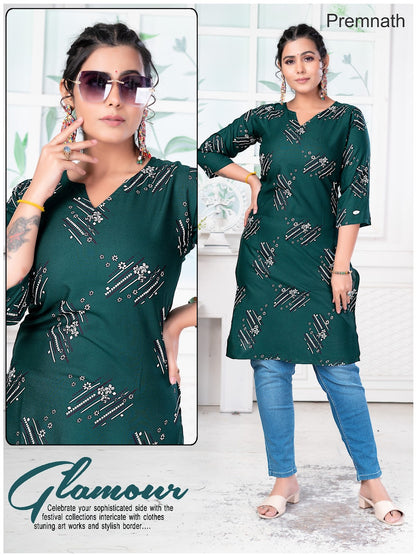 Pet Nx Premnath Rayon Knee Length Kurtis Supplier India