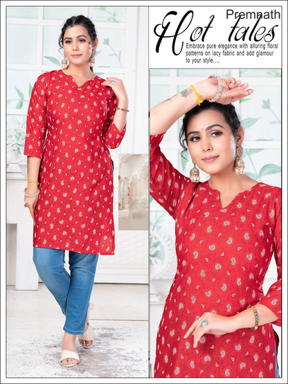 Pet Nx Premnath Rayon Knee Length Kurtis Supplier India