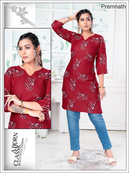 Pet Nx Premnath Rayon Knee Length Kurtis Supplier India