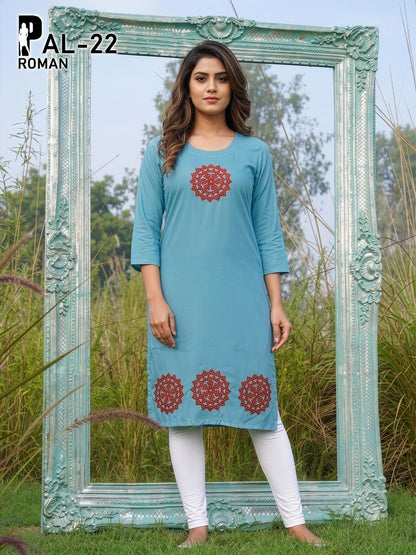 Pet Pal Prmnt Roman Silk Knee Length Kurtis Supplier Gujarat