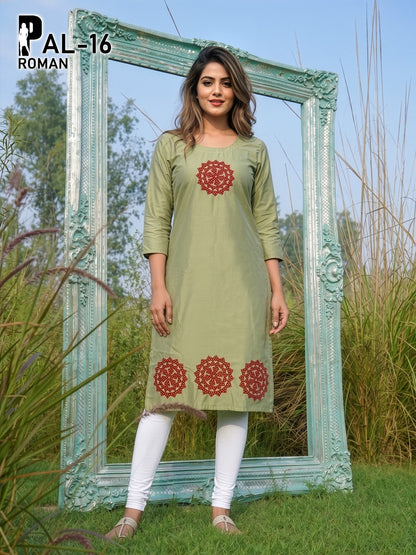 Pet Pal Prmnt Roman Silk Knee Length Kurtis Supplier Gujarat