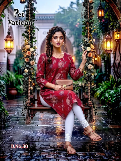 Pet Vatican Prmnt Knee Length Kurtis Exporter Ahmedabad