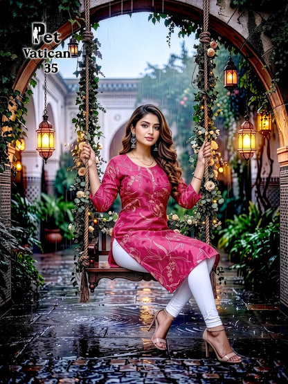 Pet Vatican Prmnt Knee Length Kurtis Exporter Ahmedabad