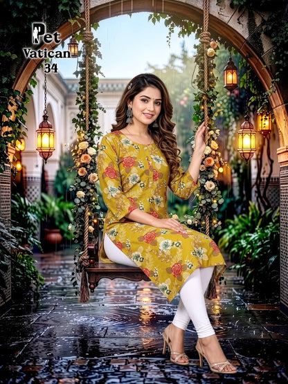 Pet Vatican Prmnt Knee Length Kurtis Exporter Ahmedabad