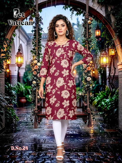 Pet Vatican Prmnt Knee Length Kurtis Exporter Ahmedabad