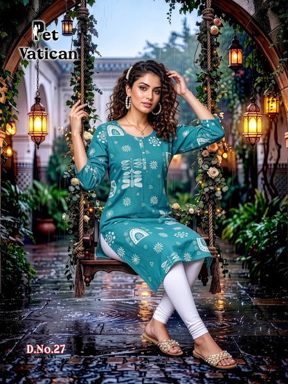 Pet Vatican Prmnt Knee Length Kurtis Exporter Ahmedabad