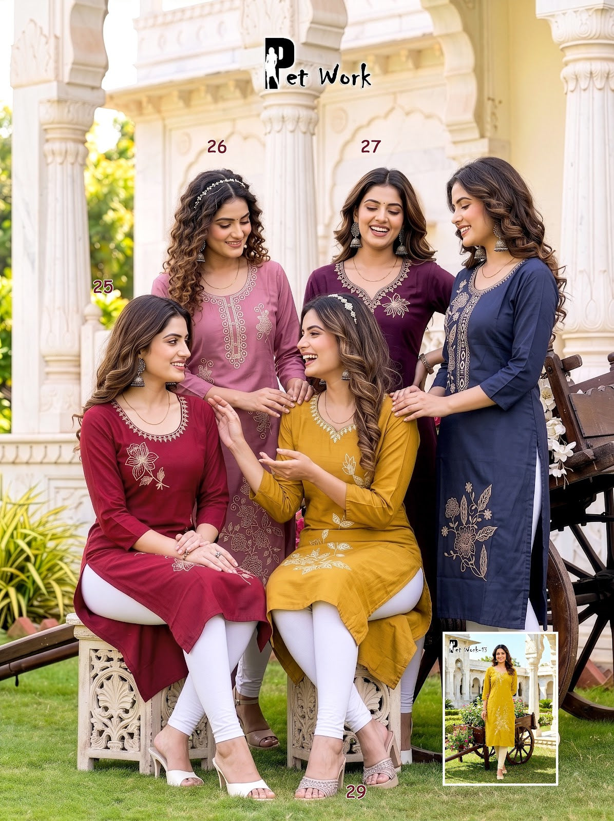 Pet Work Prmnt Roman Silk Knee Length Kurtis Exporter